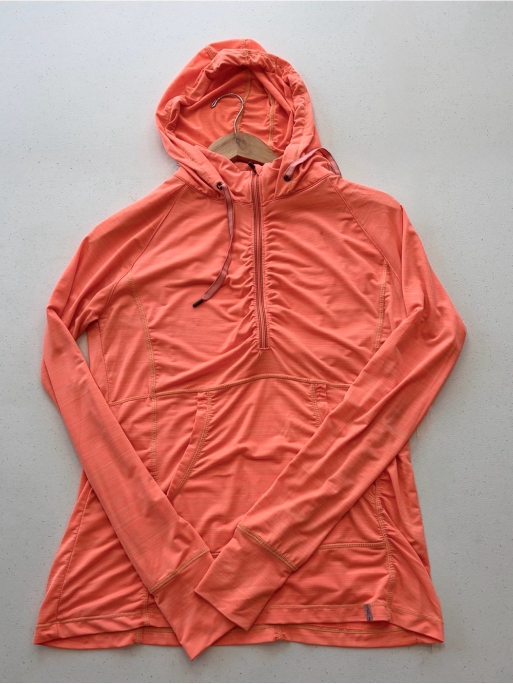 Tangerine Lightweight Long-Sleeve Light Hoodie in Coral Orange
